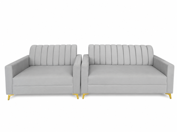 sofa1 Modern gray loveseat with gold legs