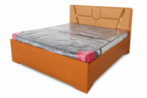 Premium Wooden Bed with Upholstered Headboard