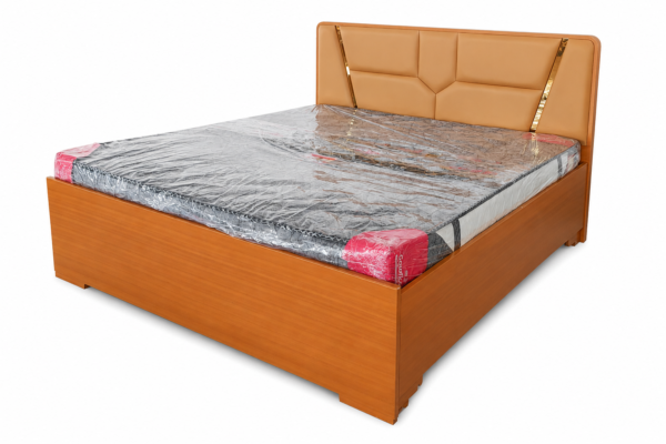 Premium Wooden Bed with Upholstered Headboard